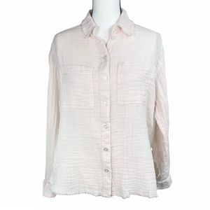 Urban Outfitters Pale Pink Raw Edge Button Down